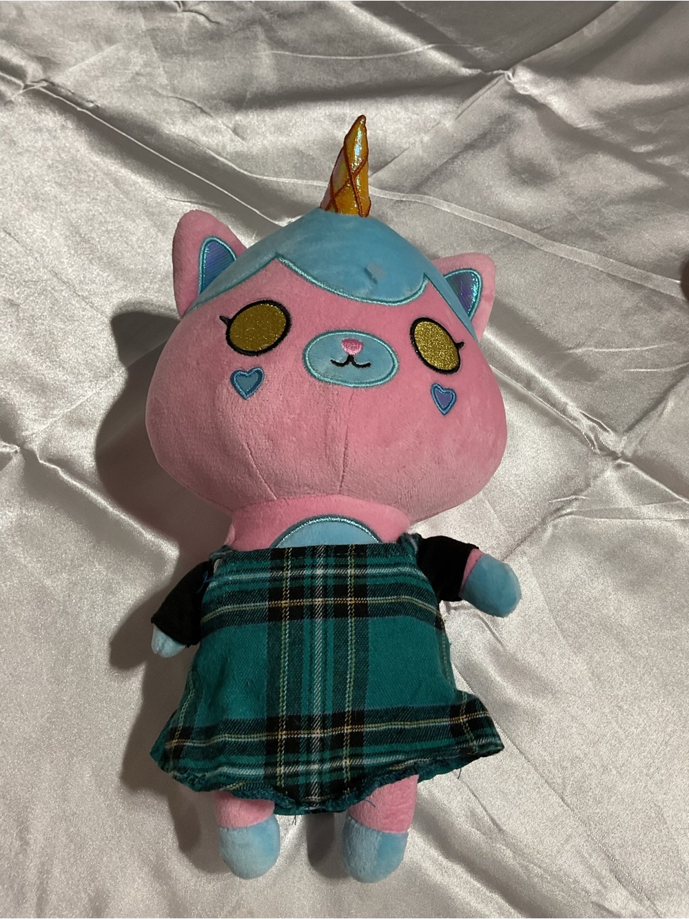 Pink & Teal Unicorn Cat Plush Doll